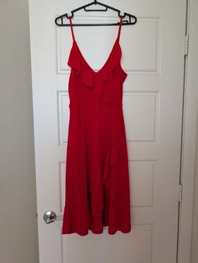 Zara ruffle dress red M